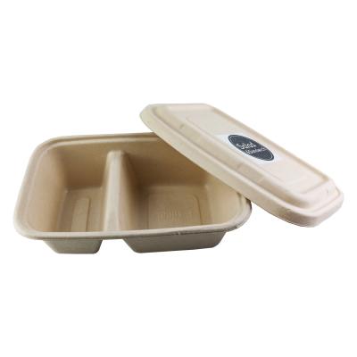 China Biodegradable Paper Pulp Lunch Container, Sugarcane Bagasse Food Container, Disposable Tableware for sale