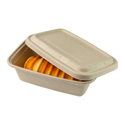 China 750ml 850ml 1000ml Sugarcane Bagasse Food Container Biodegradable Moulded Pulp for sale