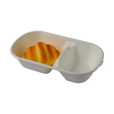 China 9inch Sugarcane Fibre Disposable Microwave Containers 2 Compartment Biodegradable Eco for sale