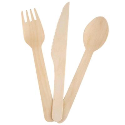 China 140cm FSC Disposable Wooden Cutlery Set Fork Spoon Knife Bamboo for sale