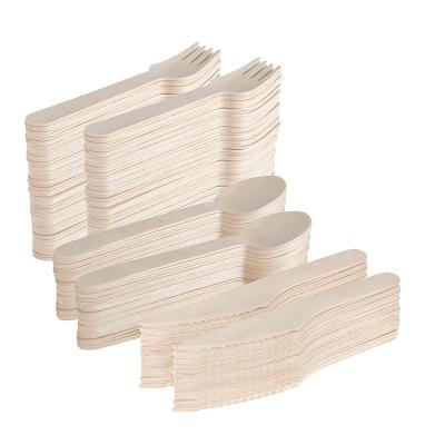 China 160mm Disposable Wooden Cutlery Set , Biodegradable Wooden Cutlery Individually Wrapped for sale