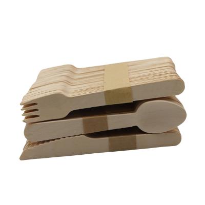 China Biodegradable Tableware Cutlery Set , Barbecue Wooden Forks And Spoons Disposable for sale