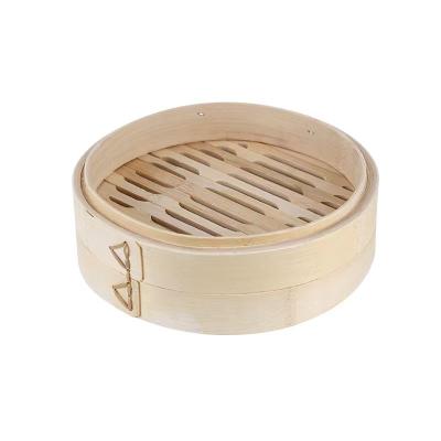 China 6 Inch Basket Dim Sum Bamboo Steamers With Lid 2 Tiers for sale
