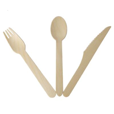 China Disposable Cutlery Biodegradable Wooden Forks , Spoons , Knives Set Plastic Free for sale