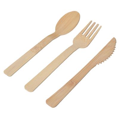 China Knives Fork Spoons Bamboo Flatware Wooden Compostable Silverware Disposable for sale