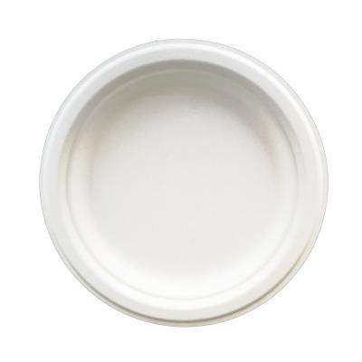 China 6 Inch Compostable Dessert Plates Disposable Bagasse Round Paper Plate for sale