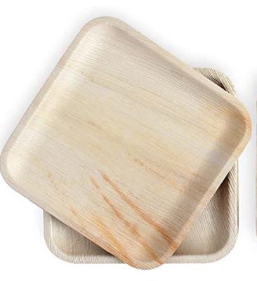 China Anti Puncture 8 Inch Square Palm Leaf Disposable Plates For Party for sale