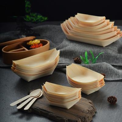 China Eco Friendly Wooden Takoyaki Container , Disposable Sushi Boat for sale