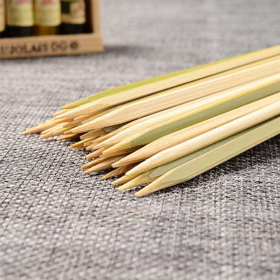 China Factory Bamboo Skewer BBQ Flat Natural Biodegradable Flat Disposable Skewers for sale