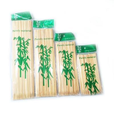 China Custom Logo Wholesale Flat Knotted Bamboo Skewer Stick 35cm 40cm for sale