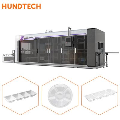 China 720mm Degradable Material Lid Making Machine 3 Stations Thermo Forming Equipment for sale