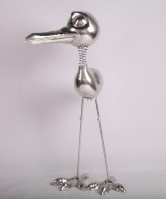 China OEM Metal Bird Animal Garden Ornament Silver Indoor Decoration en venta