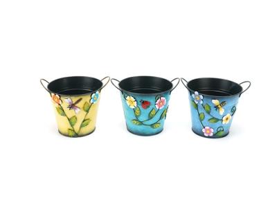 China Round Metal Flower Pot Decoration Indoor / Outdoor Garden Metal Ornaments zu verkaufen