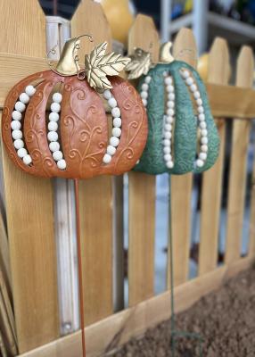 China Pumpkins Outdoor Metal Thanksgiving Yard Decorations Recycled for sale