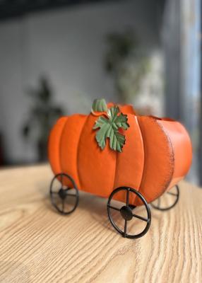 China Reusable Harvest Festival Decorations Waterproof Metal Pumpkin Carriage for sale