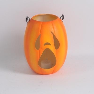 China Halloween Pumpkin Light Shape Electric Lantern Orange White Ghost Face for sale