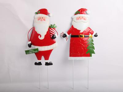 中国 Christmas Metal Garden Decoration Inserts Crafts Santa Claus Snowman Customizable 販売のため
