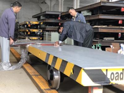China 30m/Min 10 Ton Battery Motorized Transfer Trolley For Steel Pipe Movement for sale
