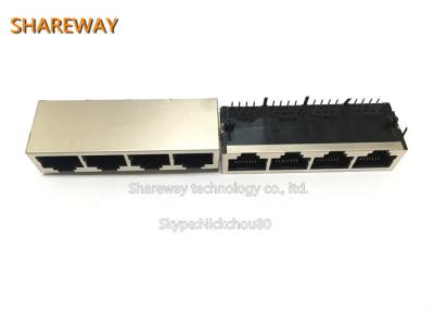 China Conector del puerto de Magjack J1N-0013NL 1*4 de Ethernet del perfil bajo 10P8C RJ45 en venta