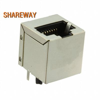 China Board Guide JXD2-0011NL 1 Port RJ45 Magjack Connector Through Hole 10/100 Base -TX for sale