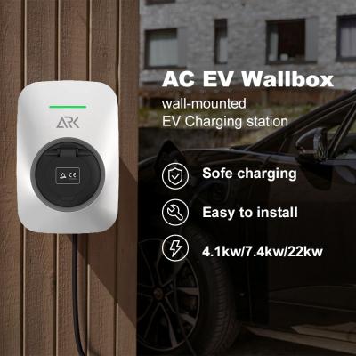 China Smart 7kw AC 220V Wallbox EV Charger 32A Type2 Connector OCPP Charging Station for sale