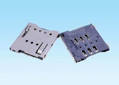 China Push Stubborn Type Small Electrical Connectors , SIM Smart Card Connector 6 Pin for sale