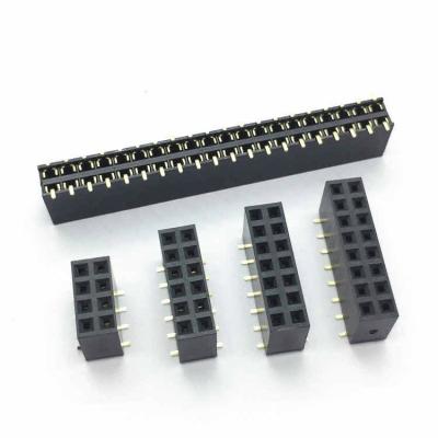 China Dalee 1.27mm  Female header socket  Dual row SMT 2.0 mm high of Plastic for sale