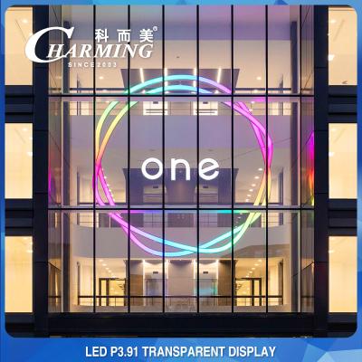 China RGB P3.91 Transparent Glass Display , 500x1000mm Glass Wall LED Screen for sale