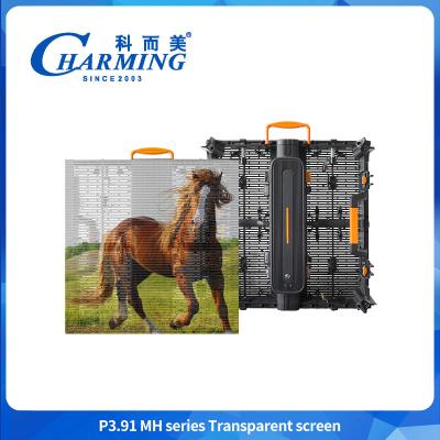 China Alto brilho 3,91mm aluguel exterior tela transparente impermeável 4K Led vídeo parede à venda