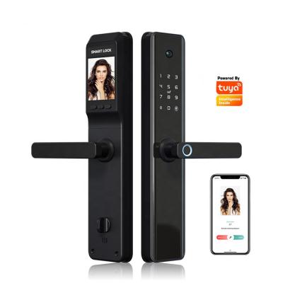 China Smart Fingerprint Wireless Door Lock for Hotel And Card/Digital Door Lock for Hotel with Camera Tuya Wifi or TTLock for sale