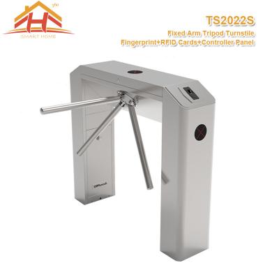 China Three Arm Access Control Turnstile Barrier Gate System With Fingerprint And RFID Card Reader for sale