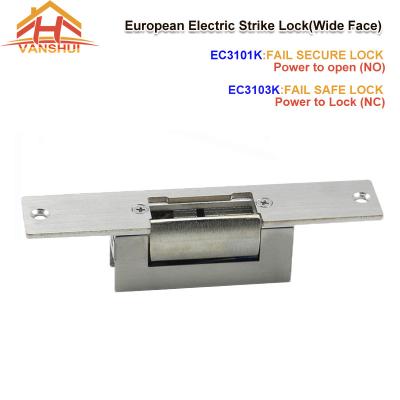 China EU Type Access Control Electric Strike Door Lock With Wide Face with NO/NC for sale