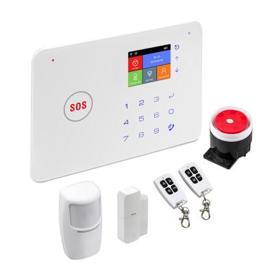 China Wireless DIY Home Security Tuya WIFI/GSM/RF433 Alarm System SMS Smart Alarm System with PIR Detector Door Sensor Siren for sale