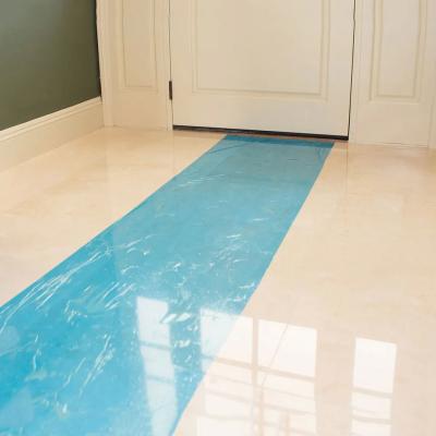 China Self Adhesive Temporary Plastic Blue Transparent Polyethalene Anti Dirt Dust Waterproof Floor Protection Film For Tile for sale