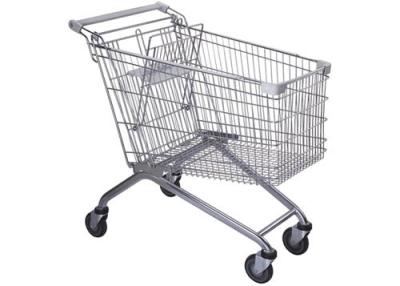 China Trole da compra do supermercado da roda do metal 4 da segurança/carro de compras na mercearia 180L à venda