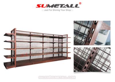 China Metal Retail Store Display Shelves With Wire Mesh Back Panel for Shop Decoration for sale