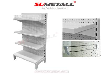 China White Retail Store Shelving / Department Store Fixture Round Hole Perforated Back Panel for sale