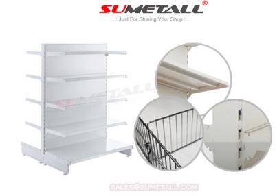 China Plain Back Panel Double Sided Gondola Shelving For Supermarket / Grocery Store for sale