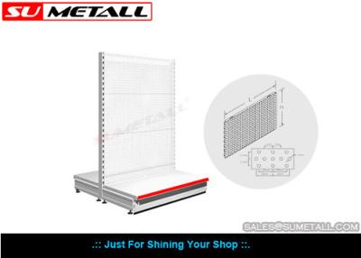 China Dual Side Steel Grocery Store Shelving With Round Hole Back For Retail Outlets for sale