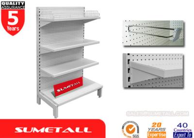 China Single Sided Gondola Clothing Store Shelving With Metal Peg Board Back for sale
