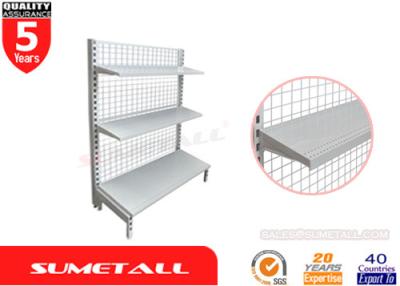 China Single Sided Gondola Shelving With Mesh Grid Back Panel For Pharmacy Store for sale