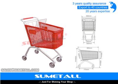 China Classic 125L Plastic Shopping Cart With Wheels , Grocery Store Shopping Carts for sale