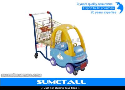 China Customized Funny Supermarket Shopping Trolley With Kids Play Plastic Cab for sale