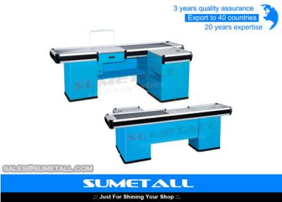China Customized Retail Checkout Counter With Conveyor Belt , Cash Register Table Counter for sale