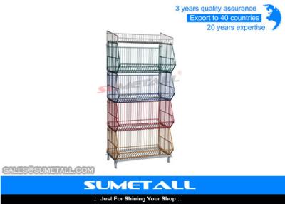China 5 Tiers Colorful Stackable Wire Metal Shelving , Wire Storage Racks For Promotional Products for sale