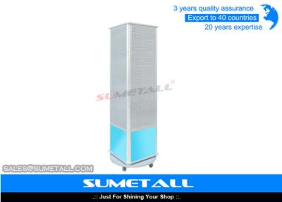 China 4 Sided Rotating Metal Display Rack Product Display Stands With Wire Shelving for sale
