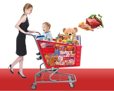 China 90L-3 supermarket shopping trolley , supermarket shopping cart with TPR wheels for sale