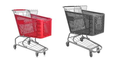 China 90-210L  plastic shopping trolley with four wheels for sale