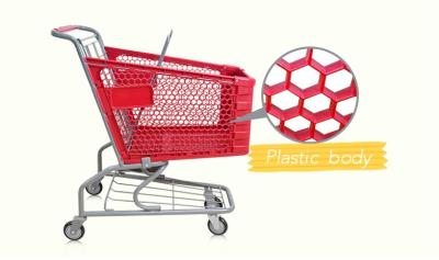 중국 슈퍼마켓에 있는 플라스틱 쇼핑 트롤리/손수레 판매용