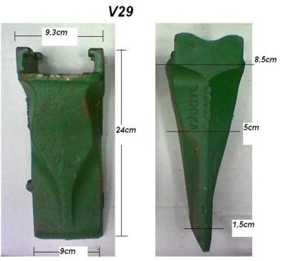 Κίνα TIG εργοστάσιο εμπορικών σημάτων των δοντιών V29SYL κάδων εκσκαφέων V29 και του προσαρμοστή, δόντια βράχου για τον εκσκαφέα προς πώληση